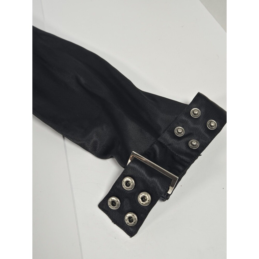 Indigo Red Black Satin Like Biker Cropped Jacket Grunge With Belt Buckles Size M - Picture 12 of 16